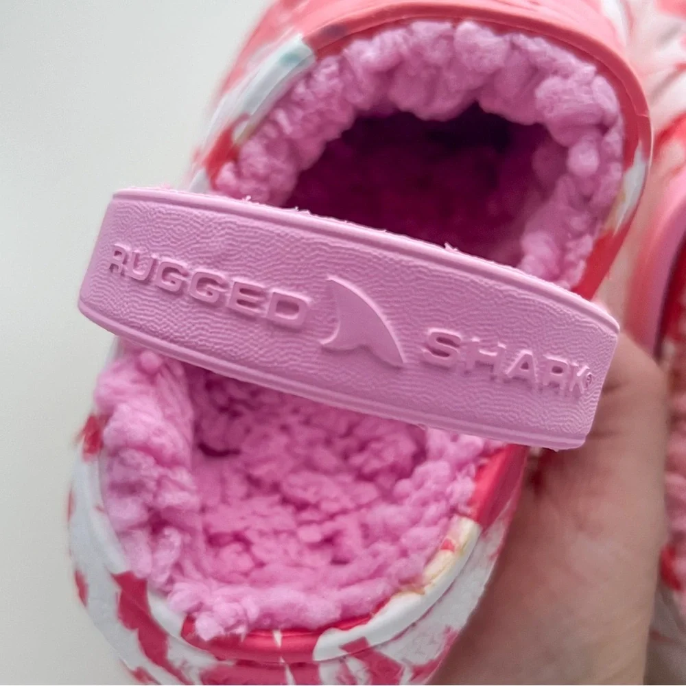 Rugged Shark Toddler Girls Lined Clogs - Pink White, Size 12
